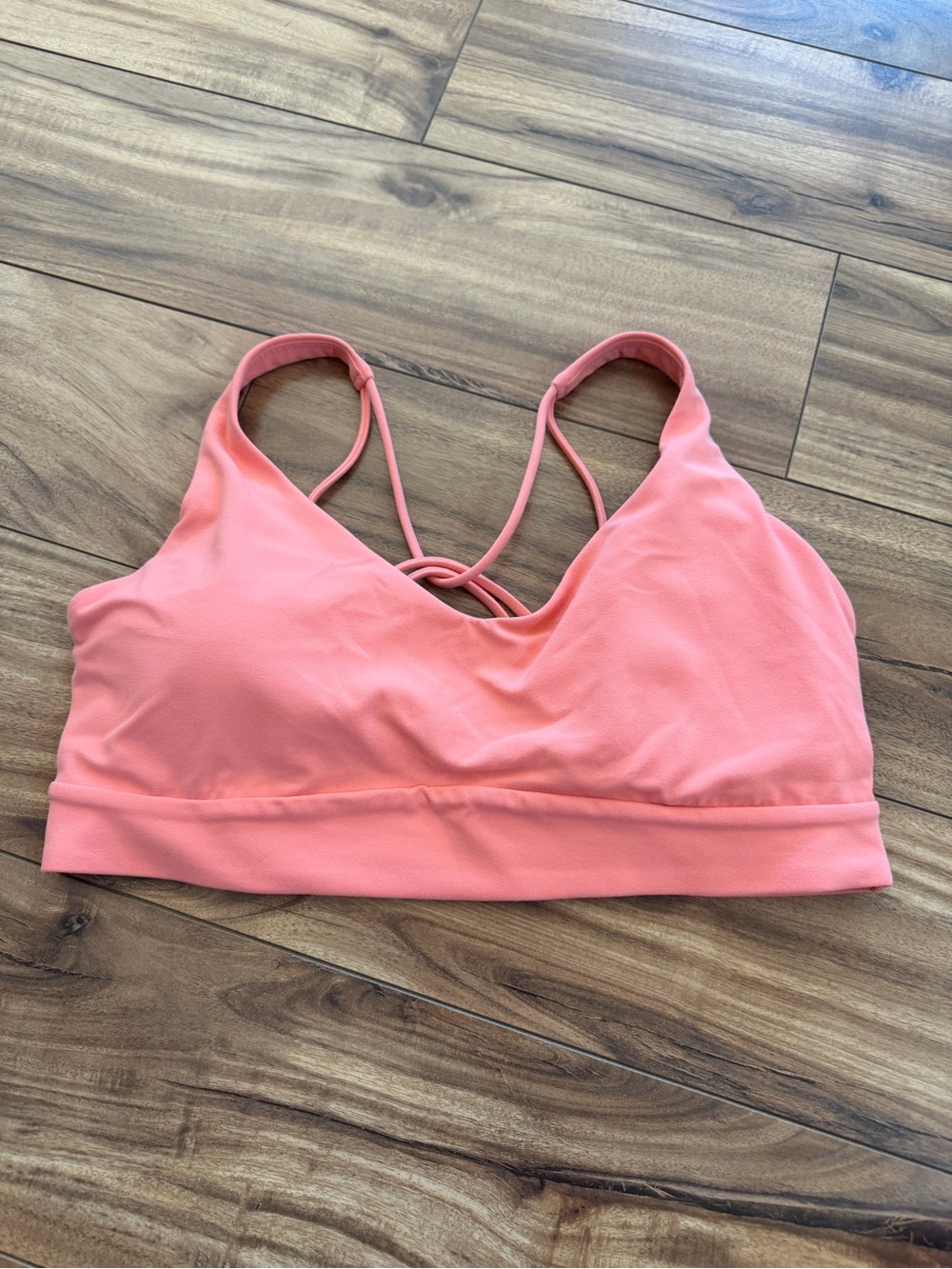 Athleta Coral Pink Strappy Back Sports Bra